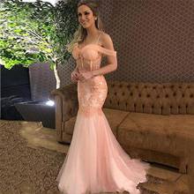 Sexy Mermaid Prom Dresses Off the Shoulder Lace Appliques Evening Gowns Pleats Formal Party Gowns abendkleider 2024 - buy cheap