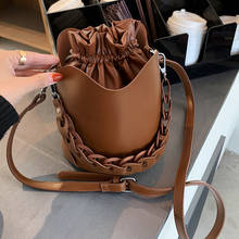 Solid Color Trending Small PU Leather Bucket Bags for Women 2022 Designer Lady Drawstring Shoulder Handbags Hand Bag 2024 - buy cheap