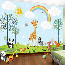 Papel de parede foto personalizada 3d, animal de desenho animado, jardim de infância, quarto infantil, decoração, imagem, mural de parede 2024 - compre barato