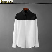 Azazel Cotton Mens Shirts High Quality Long Sleeve Black White Patchwork Mens Dress Shirts Slim Party Man Shirts Plus Size 4XL 2024 - buy cheap