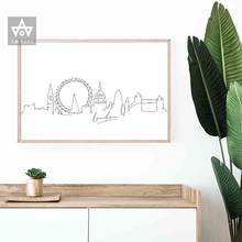 Black and White World New York City Skyline Rome Wall Art Line Drawing Canvas London Poster Prints Paintings Picture for Living 2024 - buy cheap