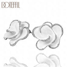 DOTEFFIL-pendientes de plata de ley 925 para mujer, de oro de 18K y oro rosa, abalorio de flor de circonita AAA, joyería de moda, regalo de fiesta de boda 2024 - compra barato