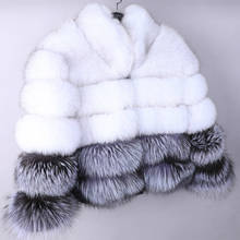 Oftbuy jaqueta de inverno feminina, casaco de pele de raposa real natural, gola alta, grossa, quente, novo, 2021 2024 - compre barato