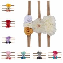 Yundfly 3pcs/lot Chiffon Rose Flower Nlyon Headband Baby Girls Headwear Set Photography Props Birthday Gifts Hair Accessories 2024 - buy cheap