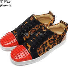 Qianruiti Fumadores Sapatos Homens Tênis Com Estampa de leopardo Cravado Flats Sapatos Casuais Sola De Borracha Tênis para Homens 2024 - compre barato