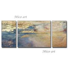 100% Hand-painted Abstract Gold Foil Oil Painting 3 Panel Canvas Paintings Wall Decoration Art Pieces For Modern Living Room 2024 - buy cheap