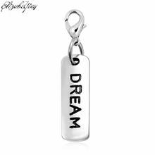 10pcs/lot Hot Sale Silver Color DREAM Plate Floating Locket Dangle Charms With Lobster Clasp For Floating Locket 2024 - buy cheap