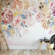 Papel tapiz de Mural personalizado 3D de estilo Pastoral americano, pintura de pared de fondo interior de estilo nórdico pintado a mano de flores, Rosa pintada 2024 - compra barato