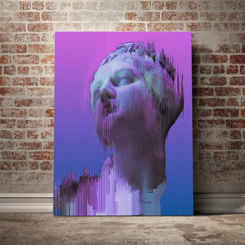 Glitch Art Vaporwave Abstract Poster Framed Wooden Frame Canvas Painting Wall Art Decor Living Room Study Home Decoration Prints Buy Cheap In An Online Store With Delivery Price Comparison Specifications Photos