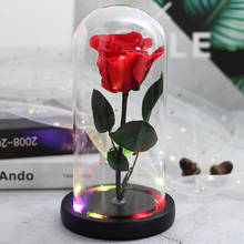 Best Gift for Valentines Day Mother Day Beauty And The Beast Flashing colorful LED with Black Base Dome Glass Eternal Rose 2024 - buy cheap