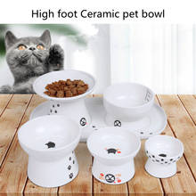 Non-slip Ceramic Cat Bowl Feeder with Raised Stand Cervical Protect Food Water Cat Bowl Ceramic Small Dog Pet Supply 2024 - buy cheap