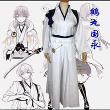 anime Touken Ranbu Tsurumaru Kuninaga Cosplay Costume Custom Adult Men Kimono Outfit Christmas halloween Shoes Boots Cosplay Wig 2024 - buy cheap