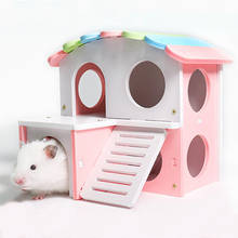 Casa para hamster, brinquedo para animais pequenos, gaiola de madeira 2024 - compre barato