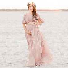 Women Pregnants Maternity Photography Props Shoulderless Ruffles Solid Dress Bohemian Pregnants maternity dress Photography 2024 - buy cheap