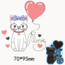 New cat balloon Cutting Dies Stencil DIY Scrapbooking Photo Album Embossing Decorative Paper Card Craft 70*95mm 2024 - buy cheap