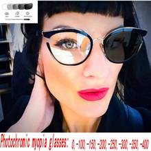 Vintage Photochromic Sunglasses for Women 2020 Fashion Transition Nearsighted Cat Sun Glasses Men Myopia Optical Eyewear 2024 - buy cheap