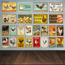 Chicken Tin Sign Farm Fresh Eggs Vintage Metal Poster Metal Vintage Farmhouse Wall Decor Rooster Retro Metal Plaque YA035 2024 - buy cheap