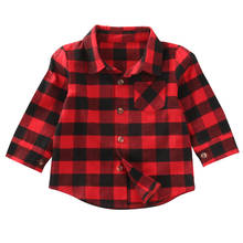 Коллекция 2019 года, рубашка в клетку с длинными рукавами для маленьких детей, рубашка унисекс для маленьких мальчиков и девочек клетчатые топы, блуза повседневная одежда, Новинка 2024 - купить недорого