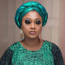 Последняя новинка Aso Oke Auto Gele Headtie 2021 уже африканская Кепка ручной работы нигерийский Свадебный тюрбан для женщин 2024 - купить недорого