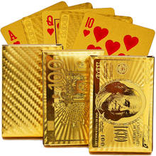 EURO USD Back Golden Playing Cards Deck Plastic Gold Foil Poker Durable Waterproof Poker Magic Card Games Magic Tricks Props 2024 - buy cheap