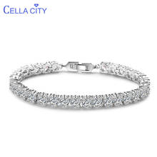 Cellacity Luxury Design Geometry Silver 925 Jewelry Studded with Gemstones Bracelet for Women 5mm Zircon Rose Gold Color Party 2024 - buy cheap