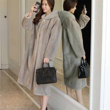Mid-Length Mink Fur Coat Female 2020 Winter Fashion New Imitation Mink Whole Mink Hooded Mink Fur Warm Fur Coat Tide H001002 2024 - buy cheap