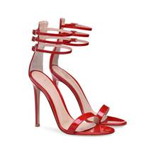 High Heel Strap Sandals Women Red Patent Leather Summer Shoes Woman Ladies Dress Heels Fashion Heeled Ankle Strap Sandal 34-45 2024 - buy cheap