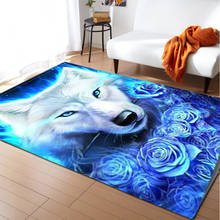 Wolf Rectangle Carpet Non-slip Area Rugs Wolves Blue Rose Welcome Floor Door Mat Living Room Bedroom Party Home Christmas Decor 2024 - buy cheap