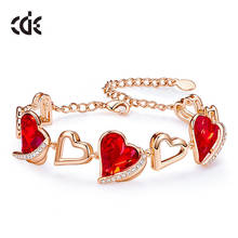 CDE-pulsera de cadena de eslabones para mujer, brazalete de cristal en forma de corazón, Color oro rosa, joyería de regalo 2024 - compra barato