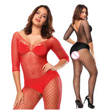 Plus Size Sexy Open Crotch Lingerie Erotic Fishnet Full Bodystocking Crotchless Pantyhose Women Sex Costumes Intimates Underwear 2024 - buy cheap