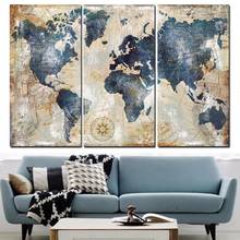 3 Panels Abstract Art World Map Oil Paintings on Canvas Wall Art Posters Prints Wall Pictires for Living Room Home Wall Decor 2024 - buy cheap