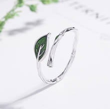 Oly2u Green Leaf Handmade Creative Open Rings for Women Temperament Jewelry Female Adjustable Ring bijoux femme 2024 - buy cheap