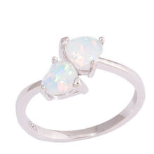 CiNily Created White Fire Opal Heart Silver Plated Wholesale Hot Sell Women Jewelry Ring Size 6-9 OJ9588 2024 - buy cheap