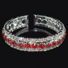 Gold Silver Plated Rhinestone Cuff bangles for women Girl Red blue Shinning Crystal width Bracelets & Bangles Jewelry Gifts 2024 - buy cheap