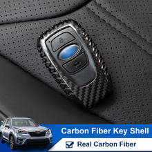 QHCP Car Key Shell Covers Real Carbon Fiber Remote Control Key Case Bags Fit For Subaru Legacy Outback Forester BRZ XV 2015-2019 2024 - buy cheap