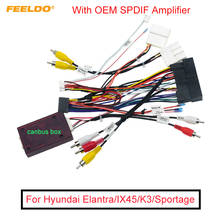 Arnés de cableado estéreo de 16 pines para coche, soporte CANbus para Hyundai Elantra/SantaFe/IX45/K3/Sportage/Sorento, con amplificador OEM SPDIF 2024 - compra barato