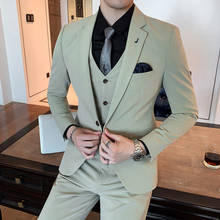 2020 Fashion Brand Slim Fit Men Suits For Wedding Elegant Pink Pea Green Mens Suits 3 Piece Leisure Casual Formal Suit Male Q922 2024 - buy cheap