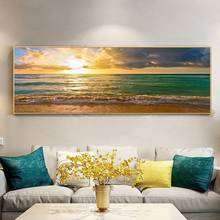 Современные пейзажные плакаты и принты, настенная Картина на холсте восход и пляж, картины для гостиной, домашний декор без рамки 2024 - купить недорого