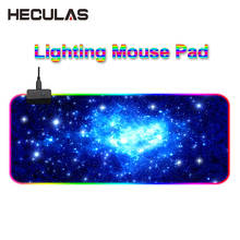 HECULAS-alfombrilla de ratón para juegos con iluminación Led RGB, 80x30cm, Base de goma de gran tamaño, suave, antideslizante, Alfombrilla de ratón grande con cierre de borde 2024 - compra barato