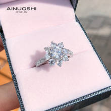 AINUOSHI 925 Sterling Silver 0.8 Carat Round Cut SONA Diamond Sun Flower Engagement Rings For Women Exquisite Wedding Rings 2024 - buy cheap
