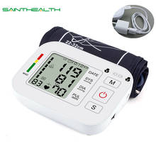 Casa saúde medição automática da pressão arterial lcd braço superior monitor de pressão arterial monitoramento cardíaco 2024 - compre barato
