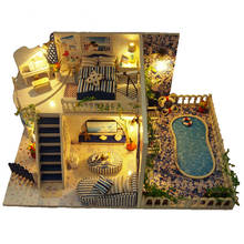 LED Light Electric Music Santorini Vacation Hotel Craft Model Toy With 2PCS Dolls DIY Handmade Art Landscape Model Toys For Kids 2024 - купить недорого