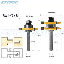 Conjunto de montagem de router bits, ranhura de fresa para madeira ferramentas de corte de madeira, 2 peças 8/6/12/t 1/4, shank tongue & groove 2024 - compre barato