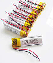 Batería recargable de polímero de litio LiPo, 3,7 V, 220mAh, 601235, para Mp3, MP4, MP5, GPS, PSP, parte de juego de vídeo, bluetooth, lote de 10 Uds. 2024 - compra barato