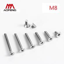 M8 304 Stainless Steel Cross Recessed Countersunk Head Screws M8*10 20 30 50 60 80 100 120mm GB819 Phillips Flat Head Screws 2024 - buy cheap