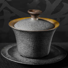 Черный дзен японский чайный набор Tureen керамическая грубая керамика Gaiwan чайная чашка кунг-фу чайная церемония чаши чайный горшок домашний декор 2024 - купить недорого
