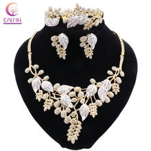 CYNTHIA New Indian Jewelry Sets Multicolor Bridal Wedding Crystal Dubai Leaves Shape Necklace Earring Bracelet Sets for Women 2024 - buy cheap