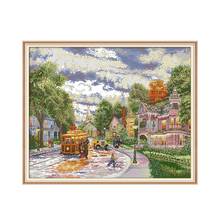 Town evening cross stitch kit aida 14ct 11ct count print canvas cross stitches   needlework embroidery DIY handmade 2024 - buy cheap