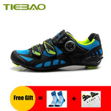 TIEBAO-zapatos de ciclismo de fibra de carbono para hombre y mujer, zapatillas transpirables con autosujeción, para bicicleta de carretera 2024 - compra barato