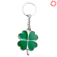 Fortune Green Leaf Stainless Metal Keychain Beautiful Four Leaf Clover Lucky Keyring Jewelry DIY Keychain Accessories 2024 - buy cheap